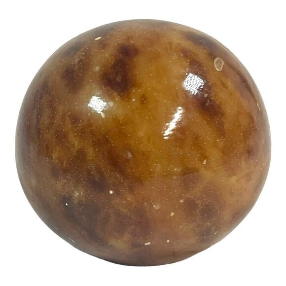 Italian Modern Alabaster Marble 3in Sphere or Paperweight in Orange MCM Retro - Picture 7 of 7